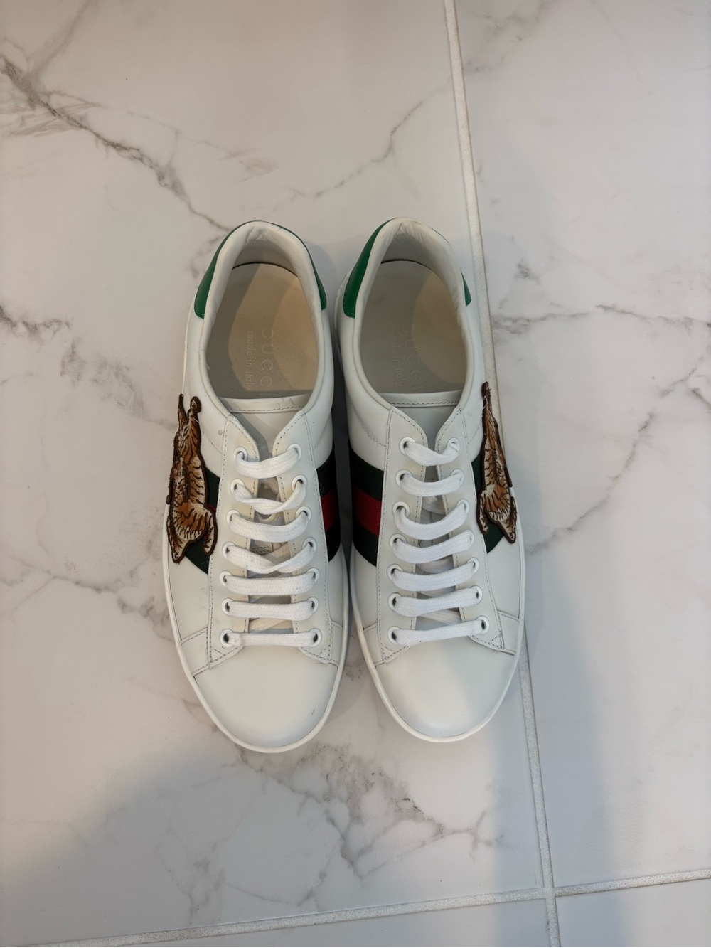 Gucci White Ace Sneakers with Tiger - Picture 4 of 7